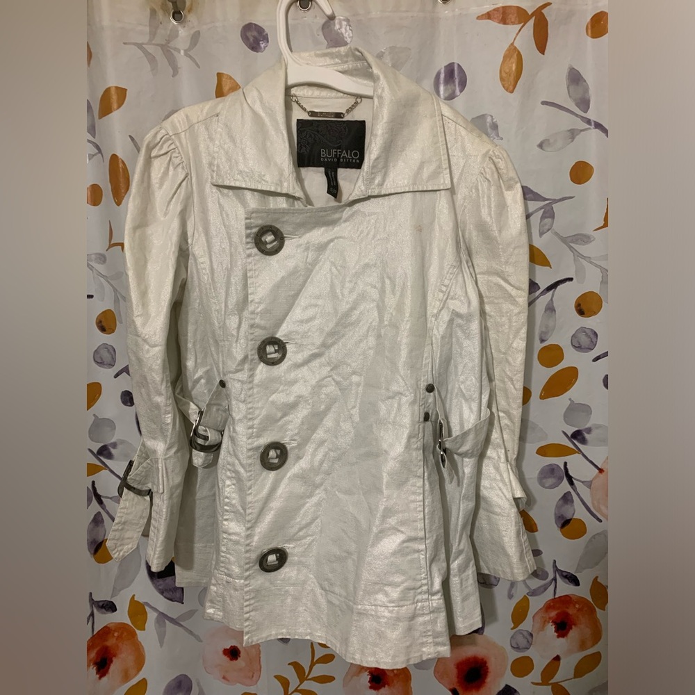 Buffalo David Bitton White Shimmer Jacket Sz S